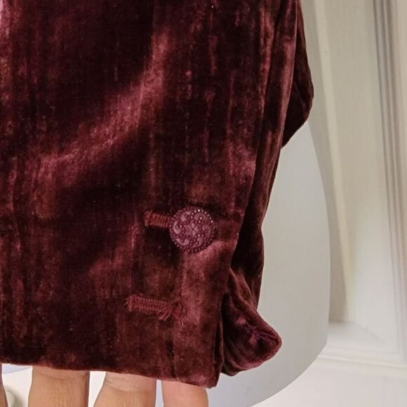 #077 Semantiks - Burgundy Maroon-colored Velour Blazer - Picture 4 of 6